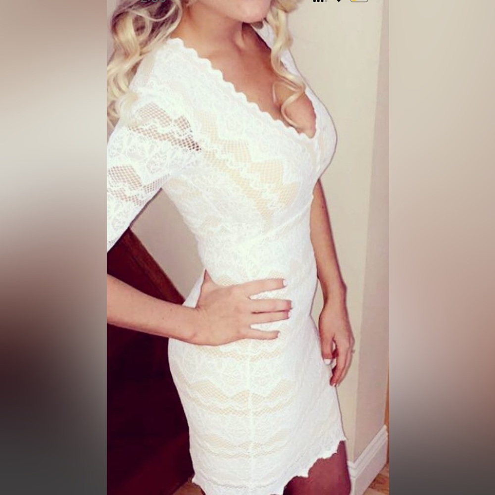 Nightcap dress white with cream underlay
